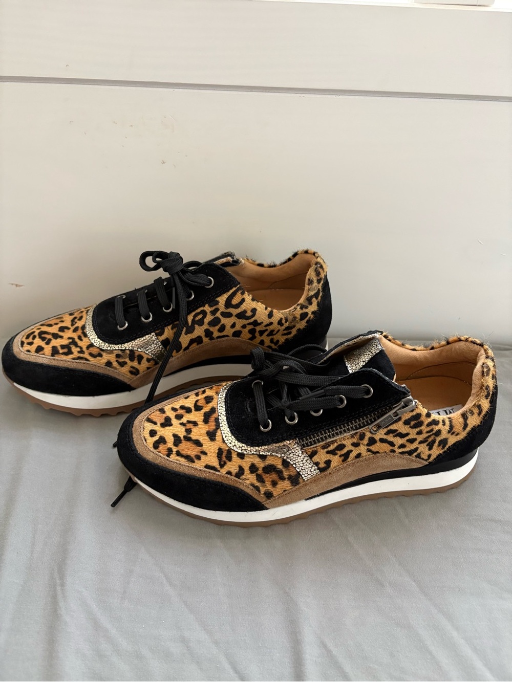 NWOB Myra Bag Velocity Leopard Hairon Leather Sneakers - Picture 2 of 6
